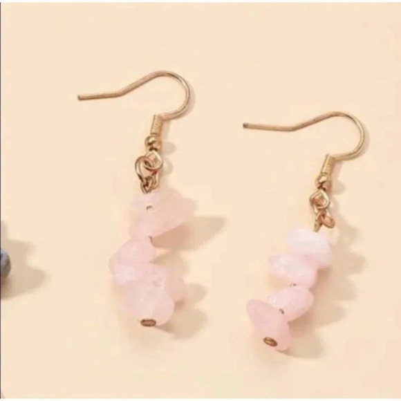 1 LEFT! Pink Stone Earrings - Picture 1 of 4